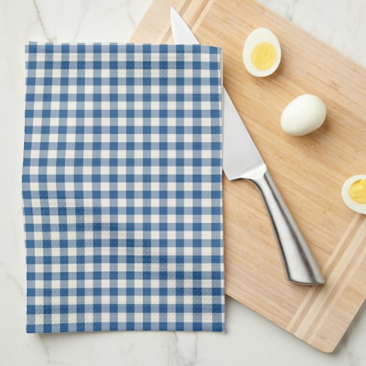 Cute Retro Navy Blue Gingham Pset Pattern Theedoek (Quarter Fold)