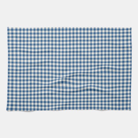 Cute Retro Navy Blue Gingham Pset Pattern Theedoek (Horizontaal)