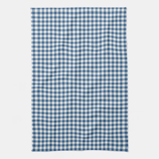 Cute Retro Navy Blue Gingham Pset Pattern Theedoek (Verticaal)