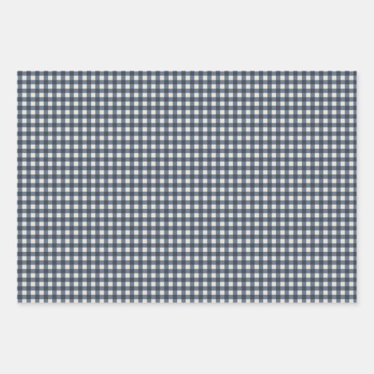 Cute Retro Navy Gingham Pset Pattern Inpakpapier Vel (Voorkant 3)