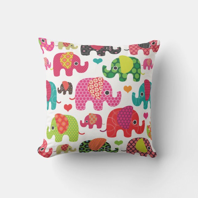 Cute retro-olifant patroon Indiaas ontwerp Kussen (Voorkant)