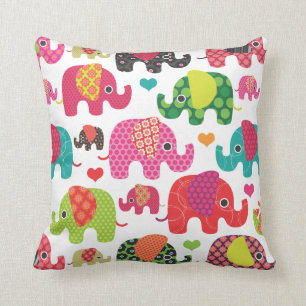 Cute retro-olifant patroon Indiaas ontwerp Kussen