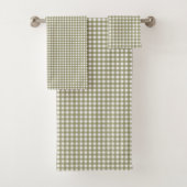Cute Retro Olive Green Gingham Pset Pattern Bad Handdoek (Insitu)