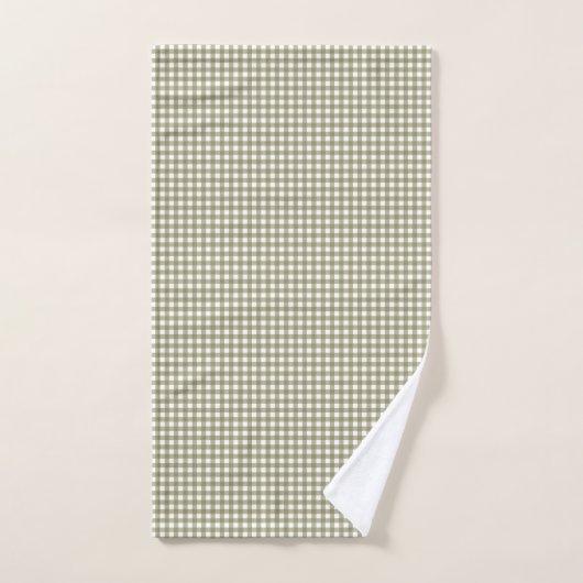 Cute Retro Olive Green Gingham Pset Pattern Bad Handdoek (Handdoek)