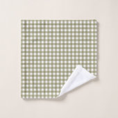 Cute Retro Olive Green Gingham Pset Pattern Bad Handdoek (Wasdoekje)