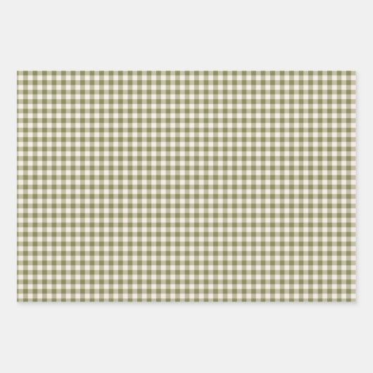 Cute Retro Olive Green Gingham Pset Pattern Inpakpapier Vel (Voorkant 3)