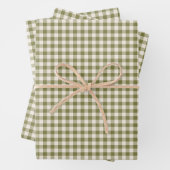 Cute Retro Olive Green Gingham Pset Pattern Inpakpapier Vel (In situ)