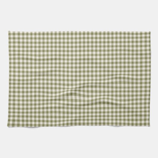 Cute Retro Olive Green Gingham Pset Pattern Theedoek (Horizontaal)
