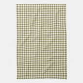 Cute Retro Olive Green Gingham Pset Pattern Theedoek (Verticaal)