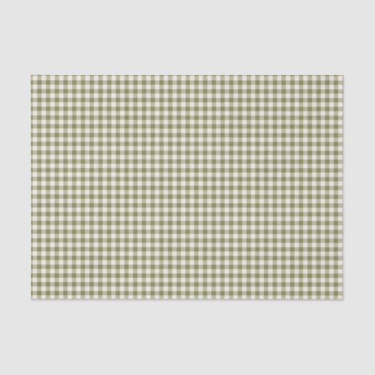 Cute Retro Olive Green Gingham Pset Pattern Tissuepapier (Voorkant)