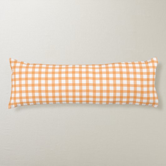 Cute Retro Oranje Gingham ruitpatroon Lichaamskussen (Voorkant)