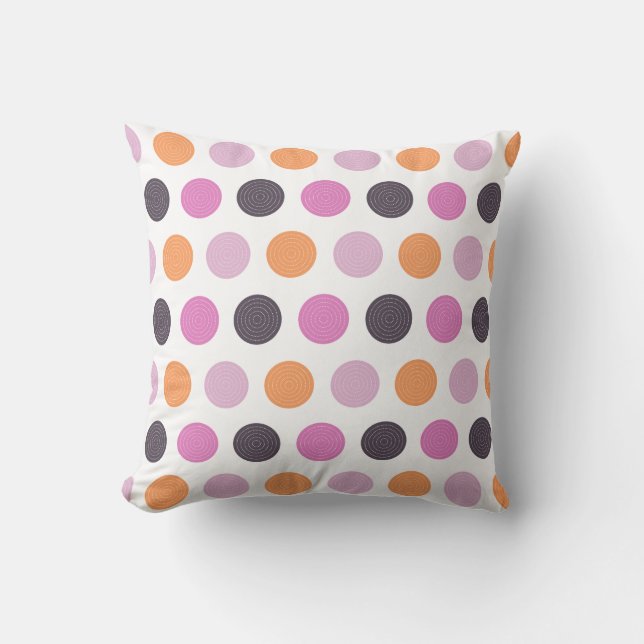 Cute Retro Oranje Paars Pink Pink Patroon Kussen (Voorkant)