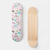 Cute retro owl patroon design skateboard (Voorkant)