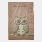 Cute Retro Owl Personalized Kitchen Towel Theedoek (Verticaal)