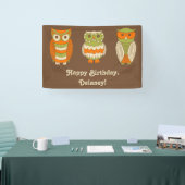 Cute Retro Owls Brown gepersonaliseerd Spandoek (Beurs)
