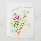 Cute retro  Paaskatten toevoegen bericht Feestdagenkaart (Voorkant)