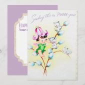 Cute retro Paaskatten toevoegen bericht Feestdagenkaart (Voorkant / Achterkant)