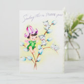 Cute retro Paaskatten toevoegen bericht Feestdagenkaart (Staand voorkant)