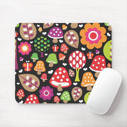 Cute retro paddenstoelblauw muismat (Met muis)