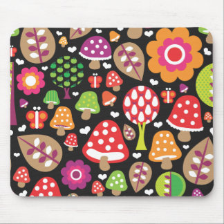 Cute retro paddenstoelblauw muismat