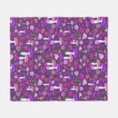 Cute Retro paddenstoelen Trippy Paars, Roze en Zwa Fleece Deken (Voorkant (Horizontaal))