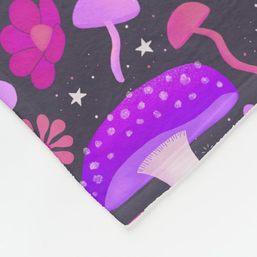 Cute Retro paddenstoelen Trippy Paars, Roze en Zwa Fleece Deken (Hoek)