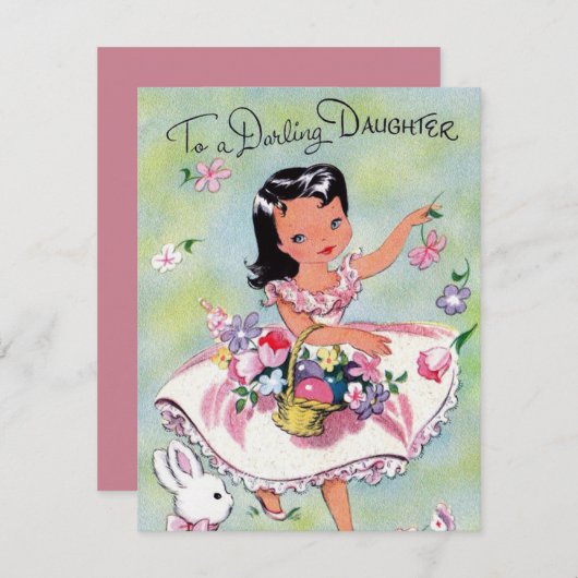 Cute retro  Pasen toevoegen bericht Feestdagenkaart (Voorkant / Achterkant)