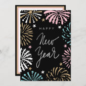 Cute Retro Pastel Happy Nieuwjaar Feestdagenkaart (Voorkant / Achterkant)