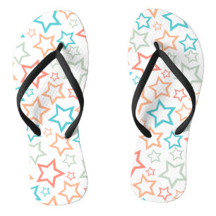Cute Retro Pastel Sterren Zomer Strand Flip Flops