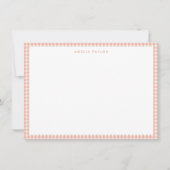 Cute Retro Peach Pink Gingham Plaid Personalized Notitiekaartje (Voorkant)