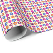 Cute Retro Penny Flower Pattern Cadeaupapier (Rol Hoek)