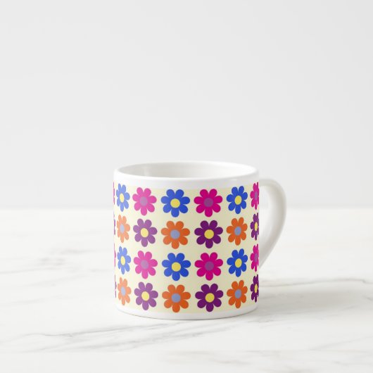 Cute Retro Penny Flower Pattern Espresso Kop (Voorkant rechts)