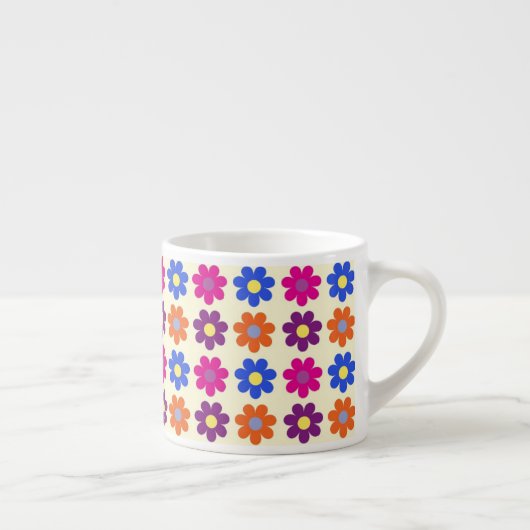 Cute Retro Penny Flower Pattern Espresso Kop (Rechts)