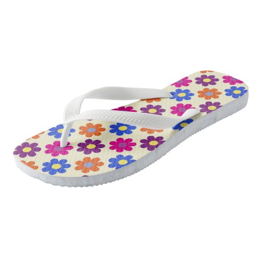 Cute Retro Penny Flower Pattern Teenslippers (Schuin)