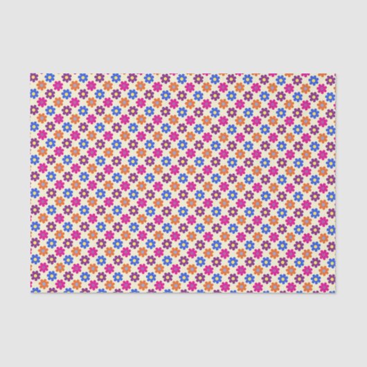 Cute Retro Penny Flower Pattern Tissuepapier (Voorkant)