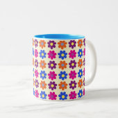 Cute Retro Penny Flower Pattern Tweekleurige Koffiemok (Voorkant rechts)