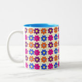 Cute Retro Penny Flower Pattern Tweekleurige Koffiemok (Links)