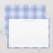 Cute Retro Periwinkle Gingham Plaid Personalized Notitiekaartje (Voorkant / Achterkant)