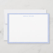 Cute Retro Periwinkle Gingham Plaid Personalized Notitiekaartje (Voorkant)