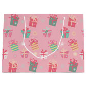 Cute Retro Pink Cadeaus Holiday Kerstmis Groot Cadeauzakje (Voorkant)