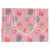 Cute Retro Pink Cadeaus Holiday Kerstmis Groot Cadeauzakje (Achterkant)