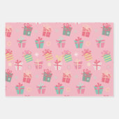 Cute Retro Pink Cadeaus Holiday Kerstmis Inpakpapier Vel (Voorkant)