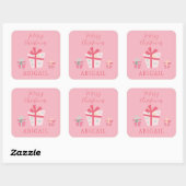 Cute Retro Pink Cadeaus Holiday Kerstmis Vierkante Sticker (Vel)