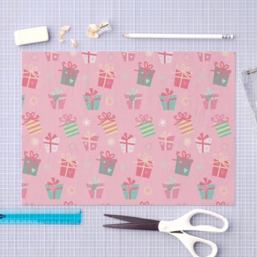 Cute Retro Pink Cadeaus Kerstmis Tissuepapier (Craft)