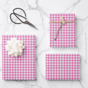 Cute Retro Pink Gingham Patroon  Inpakpapier Vel