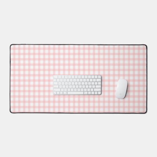 Cute Retro Pink Gingham Plaid pattern Bureaumat (Keyboard & Muis)
