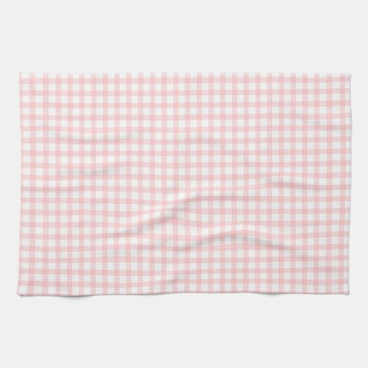 Cute Retro Pink Gingham Plaid pattern Theedoek (Horizontaal)