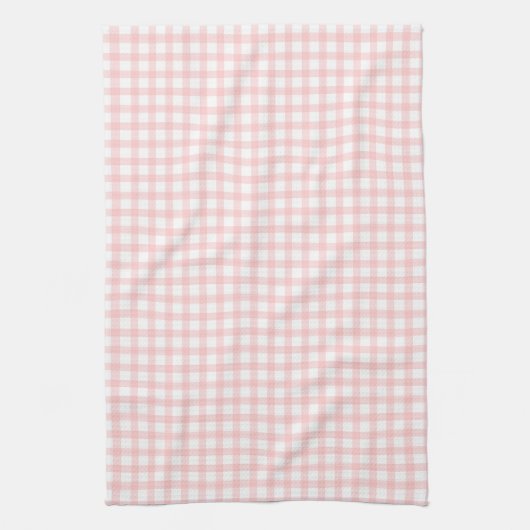 Cute Retro Pink Gingham Plaid pattern Theedoek (Verticaal)
