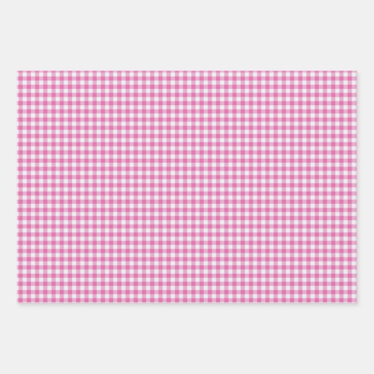 Cute Retro Pink Gingham Pset Pattern Inpakpapier Vel (Voorkant 2)