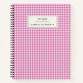 Cute Retro Pink Gingham Pset Personalized Recipe Notitieboek (Voorkant)